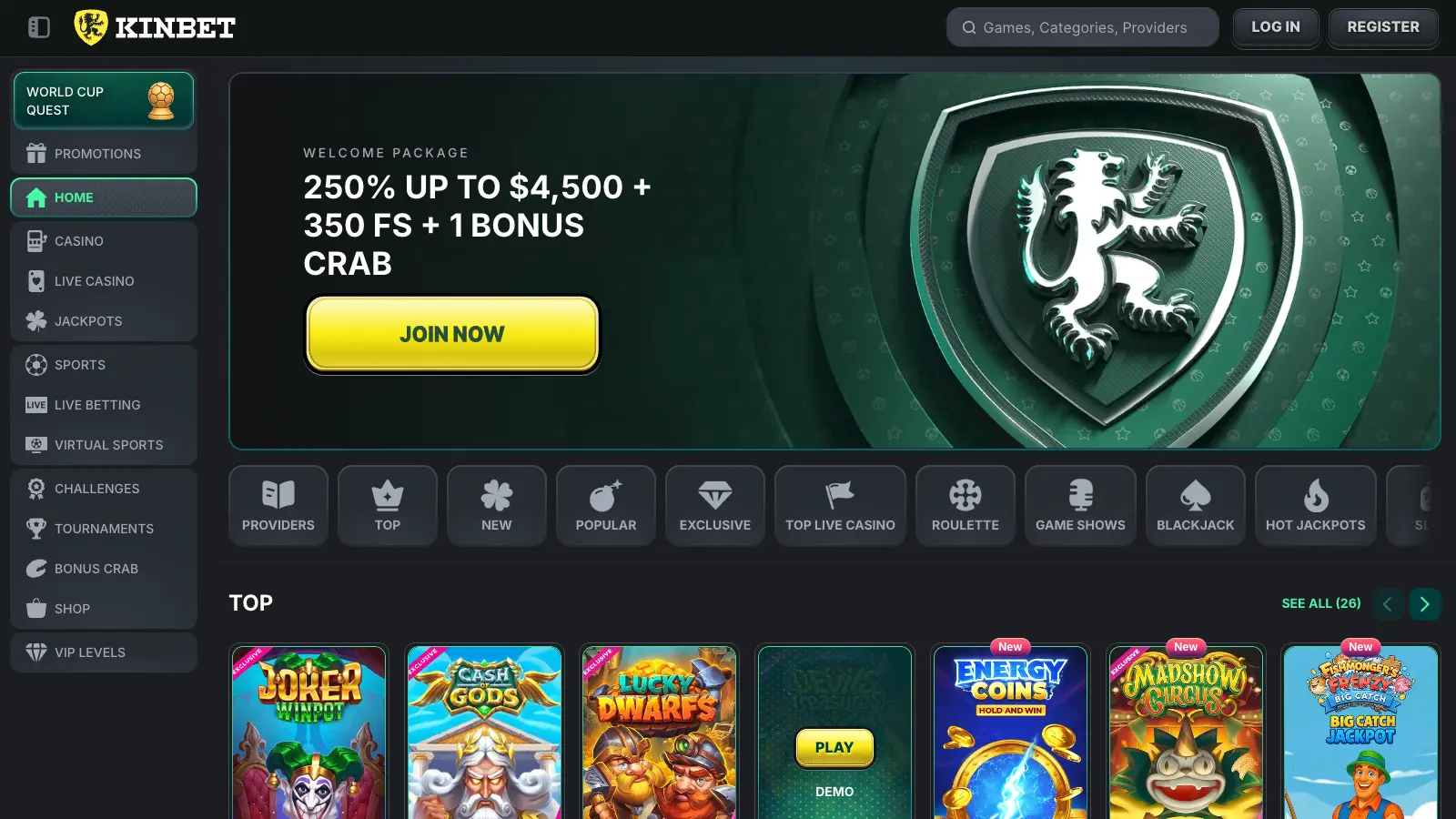 Kinbet screenshot