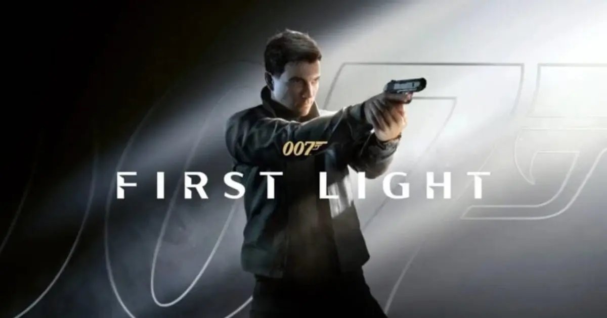 Propagační obrázek k videohře 007 First Light, na kterém je muž držící pistoli.