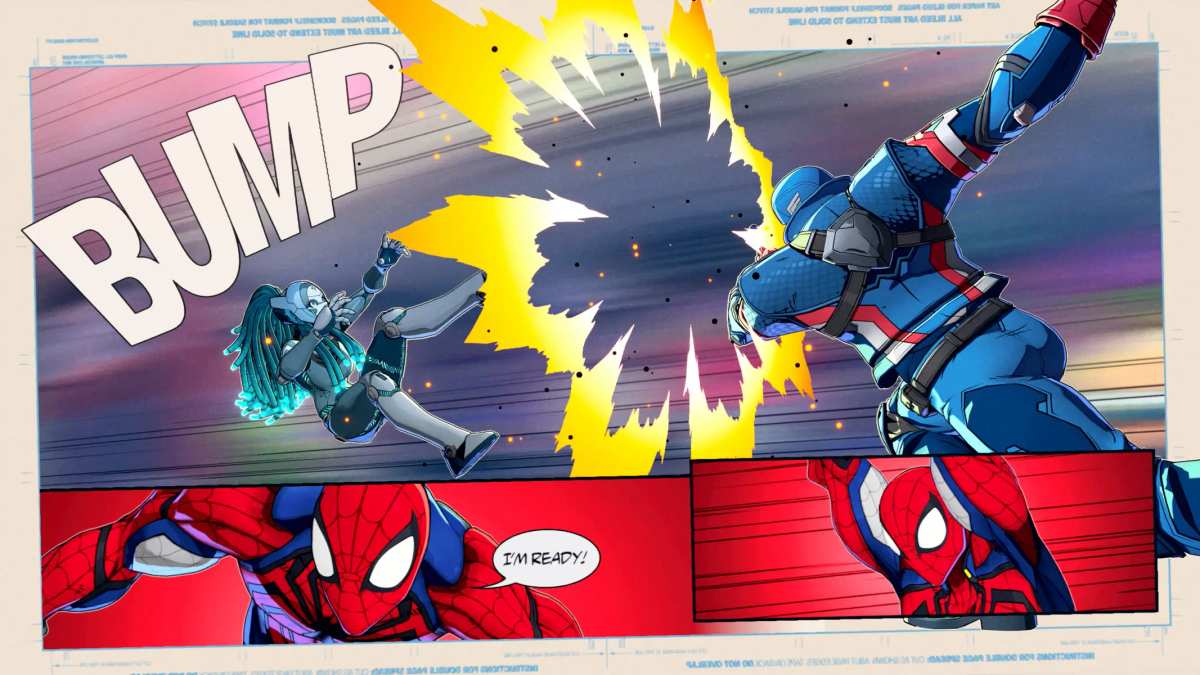 Screenshot z hraní Marvel Tōkon: Fighting Souls ukazující Cyclopse, jak útočí na protivníka optickým paprskem.